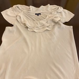 Gap Woman’s short  sleeve blouse with ruffled neckline
